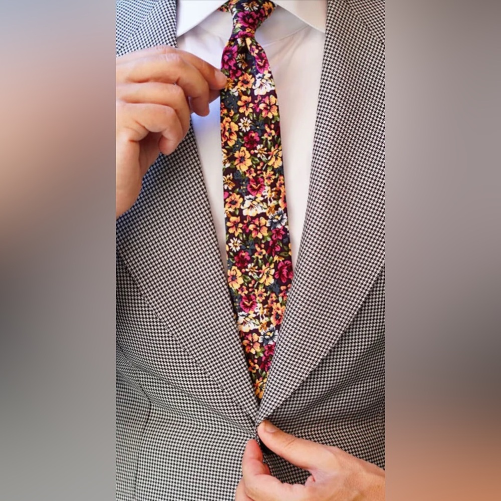 Otaa Orange Flowering Maple Skinny Tie